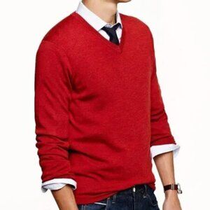 J Crew V neck mens burgundy cotton & cashmere sweater -  Medium